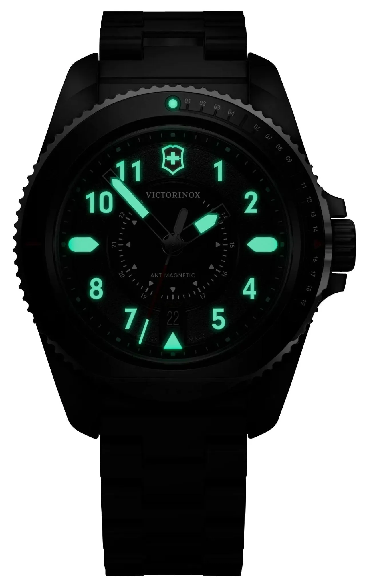 Victorinox Swiss Army Journey 1884 Stainless Steel Black Dial Date Divers Quartz Mens Watch 242009