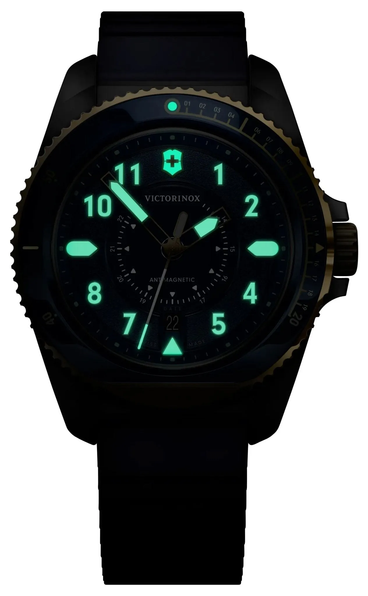 Victorinox Swiss Army Journey 1884 Stainless Steel Blue Dial Blue Rubber Strap Date Divers Quartz Mens Watch 242013