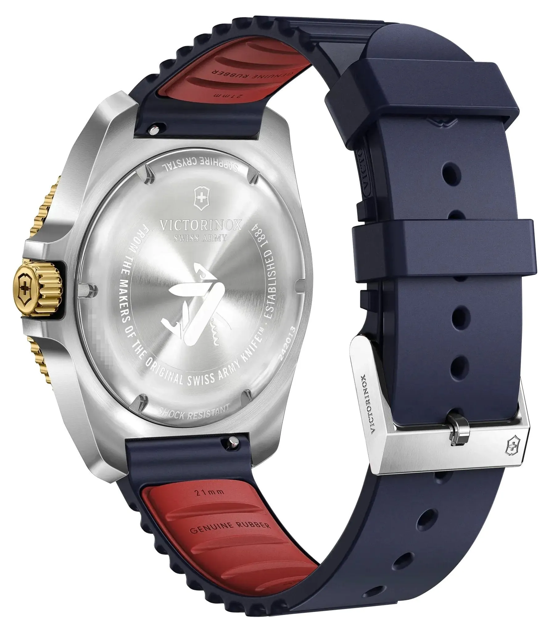 Victorinox Swiss Army Journey 1884 Stainless Steel Blue Dial Blue Rubber Strap Date Divers Quartz Mens Watch 242013