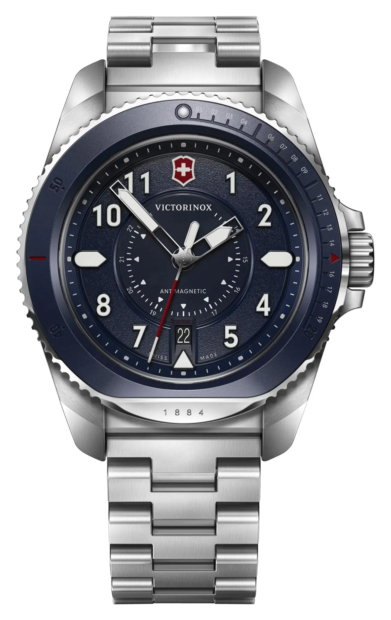 Victorinox Swiss Army Journey 1884 Stainless Steel Blue Dial Date Divers Quartz Mens Watch 241978