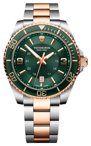 Victorinox Swiss Army Maverick Large Two-Tone Stainless Steel Green Dial Date Quartz Mens Watch 242008