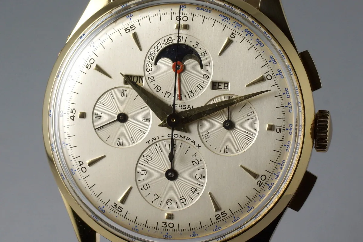 Vintage YG Universal Geneve Tri-Compax 57278 Triple Date Moonphase with Service Papers