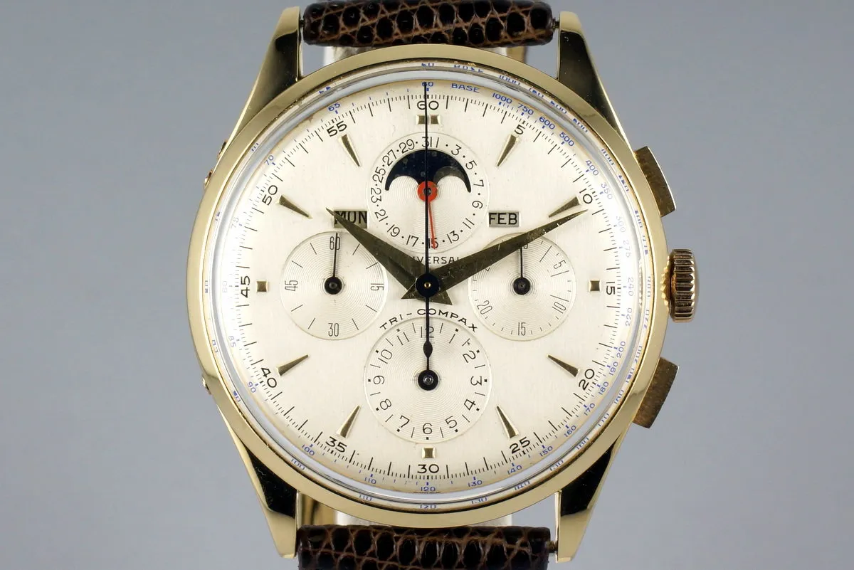 Vintage YG Universal Geneve Tri-Compax 57278 Triple Date Moonphase with Service Papers