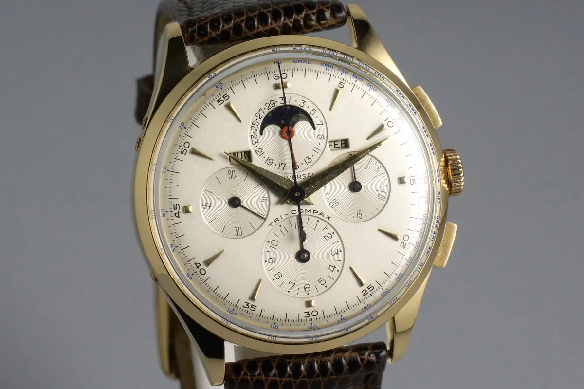 Vintage YG Universal Geneve Tri-Compax 57278 Triple Date Moonphase with Service Papers