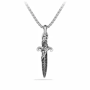Waves Dagger Amulet with Black Diamonds