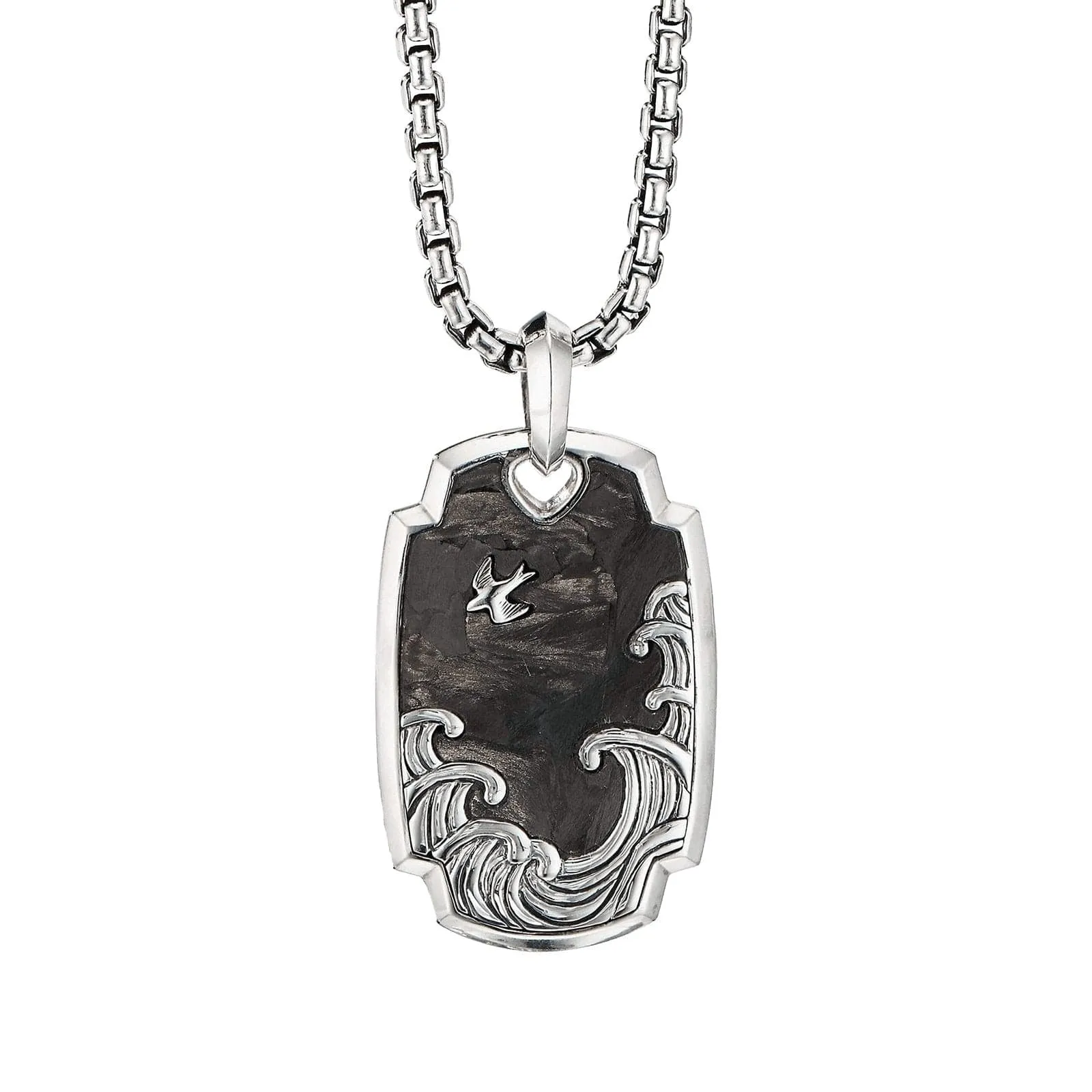 Waves Pendant with Forged Carbon