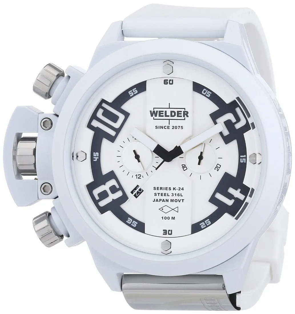 Welder by U-Boat K24 Oversize Chronograph White Ion-Plated Steel Rubber Mens Watch K24-3311