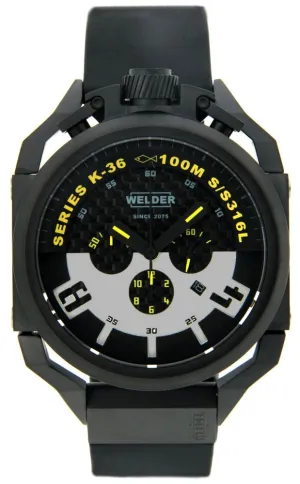 Welder by U-boat K36 Chronograph Black Ion-Plated Steel Mens Watch Rubber Strap K36-2402