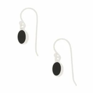 Whitby Jet Sterling Silver Oval Drop Earrings