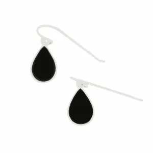 Whitby Jet Sterling Silver Pear Shape Drop Earrings