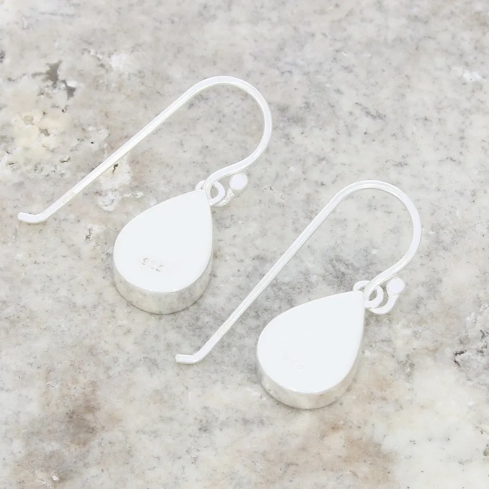 Whitby Jet Sterling Silver Pear Shape Drop Earrings