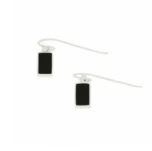 Whitby Jet Sterling Silver Rectangular Drop Earrings