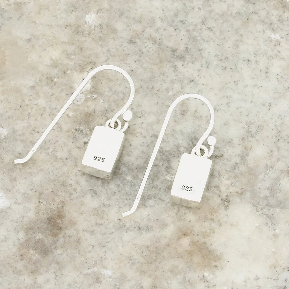 Whitby Jet Sterling Silver Rectangular Drop Earrings