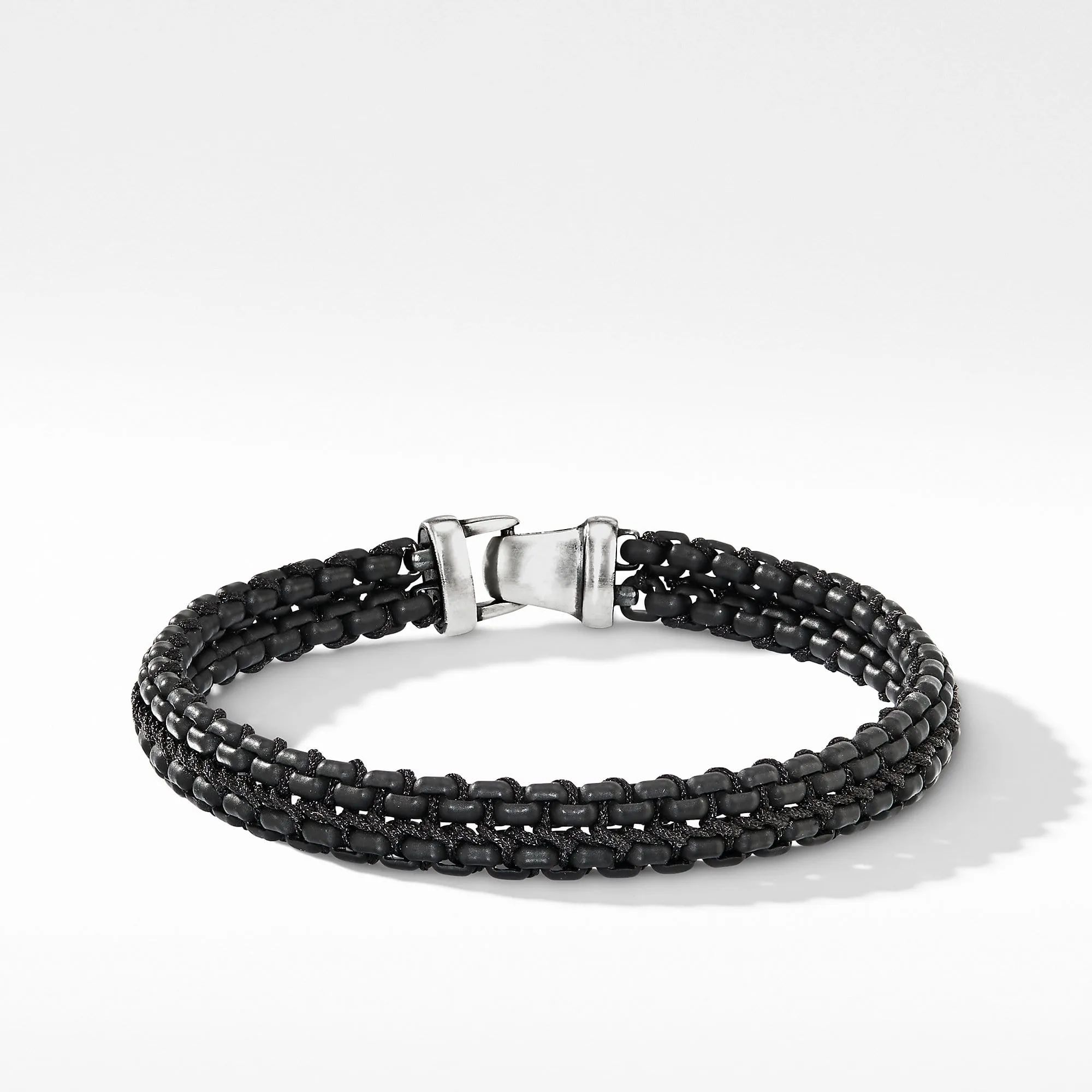 Woven Box Chain Bracelet in Black