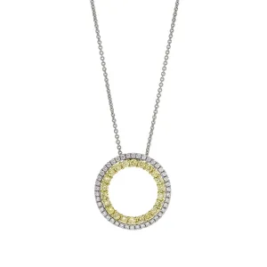 Yellow & White Diamond Open Circle Pendant