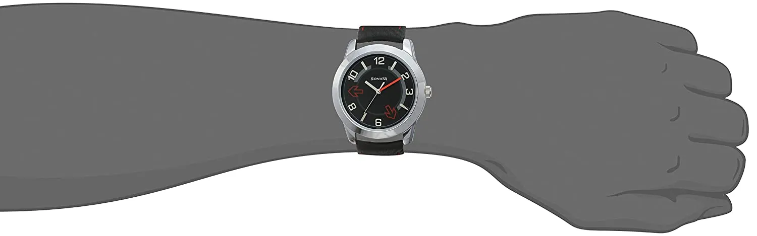 Yuva Black Dial & Black Leather Strap
