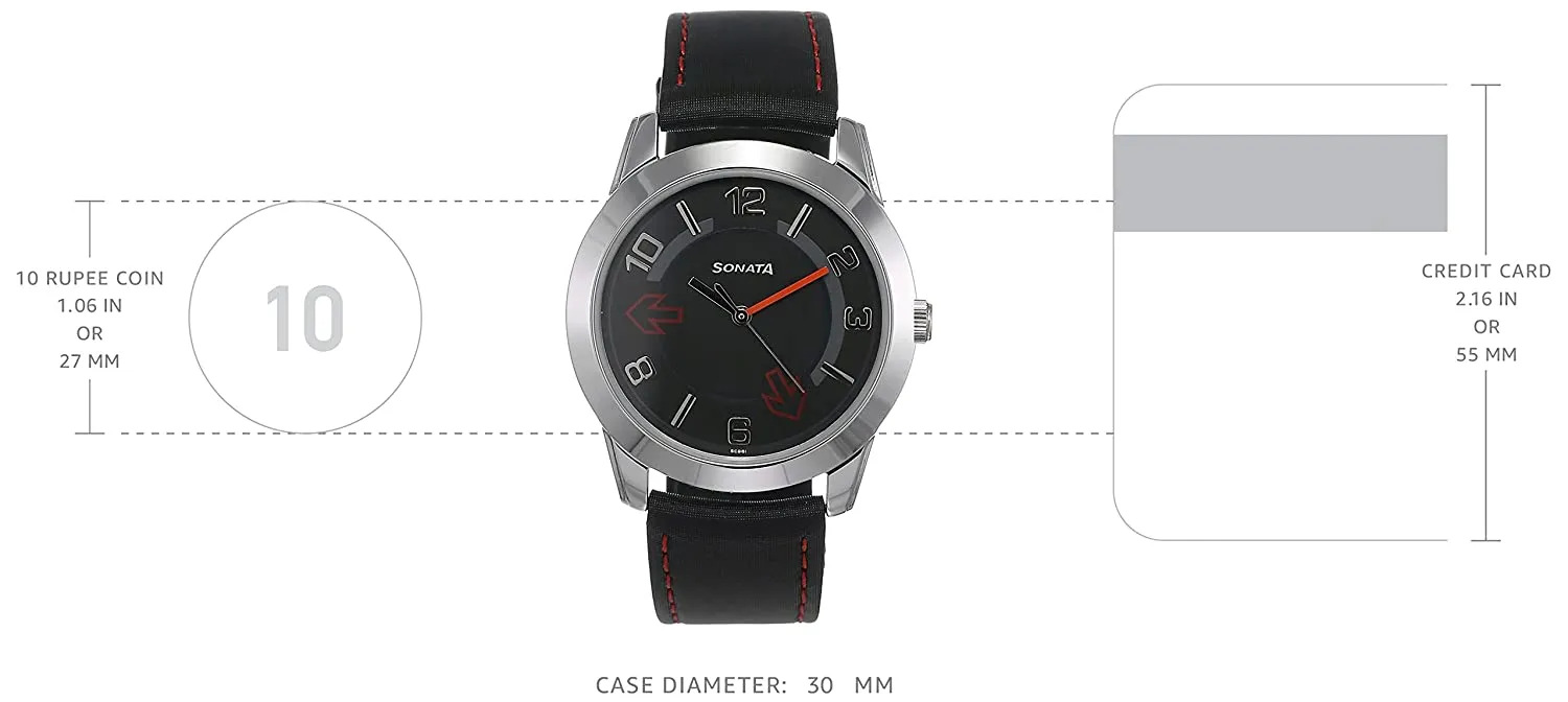 Yuva Black Dial & Black Leather Strap