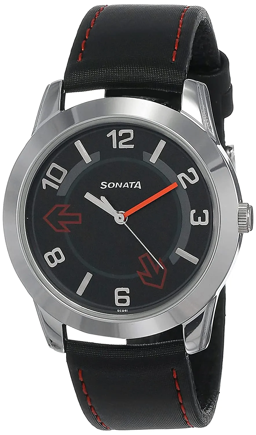 Yuva Black Dial & Black Leather Strap