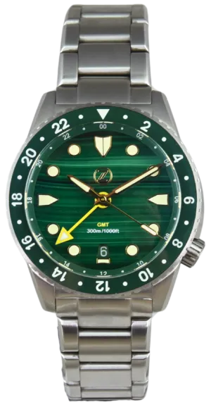 Zelos Mako GMT Malachite Timekeepers Edition (Pre-owned)